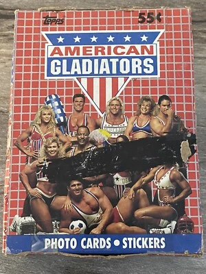 1991 TOPPS American Gladiators cartão comercial original 36 pacote lacrado caixa cheia - Imagem 1 de 3