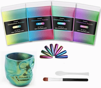 Chameleon Mica Powder 4 Colors Shift Pigment Powder Shimmer Holographic Mica Pow - Image 1 of 4