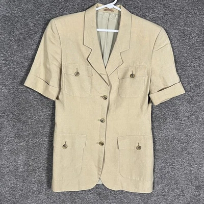 Blazer Burberrys Vintage Mujer 38 Mediano Lino Hecho en Inglaterra Manga Corta Años 90 Foto 1 de 4