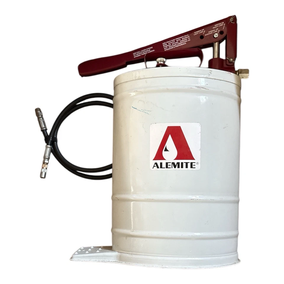 Alemite 7149-E4 多压手动水桶泵和软管 状况良好 — 第 1/4 张图片