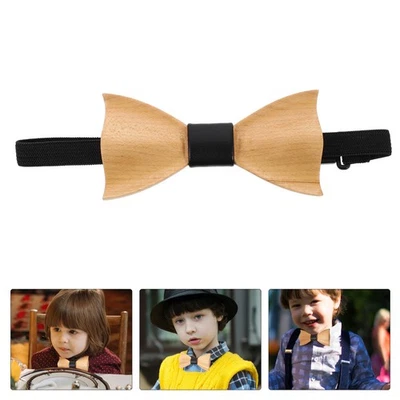 1pc Children 3D Wooden Bow Tie Formal Tuxedo Bowtie Party Clothes Accessory - Imagen 1 de 4