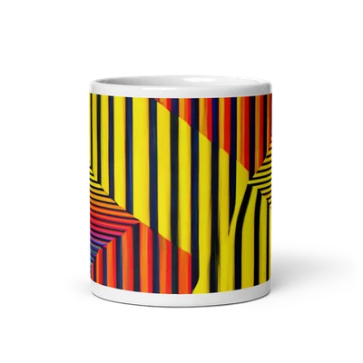 Taza de cerámica de 11 oz con rayas arco iris y patrones Chevron Foto 1 de 3