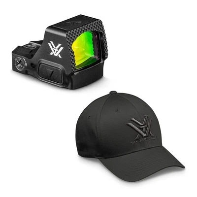 Vista de punto micro rojo VORTEX Defender-ST 6 MOA con gorra Flexfit negra para hombre, L/XL Foto 1 de 4