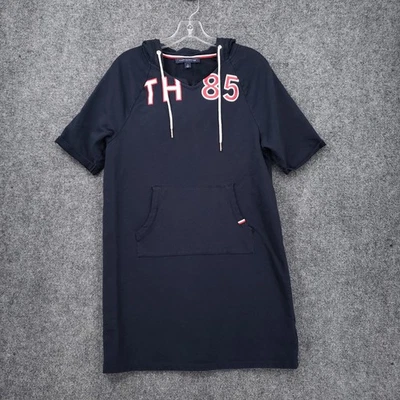 Tommy Hilfiger Vestido con Capucha Mujer M Mediano Azul Marino Manga Corta Mini Elástico Foto 1 de 4