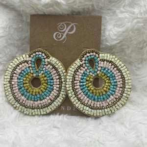 New Plunder Micro-beaded Earrings. 2.25” X 2.25”. For Pierced Ears. - Picture 1 of 2