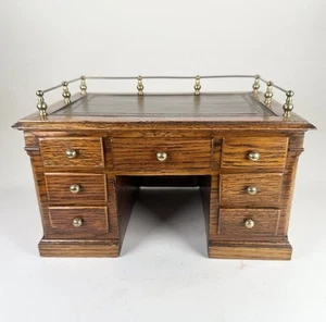 Venditore campione XIX secolo gotico pelle top avvocato scrivania music box portasigari - Foto 1 di 15