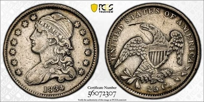 1834 Capped Bust Quarter Dollar PCGS VF Details 286,000 Mintage Free Shipping - Image 1 of 4