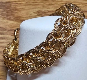 VERMEIL*STERLING SILVER*WOVEN LINK CHARM BRACELET*VINTAGE*8 INCH*HOLLOW?*TURKEY* - Bild 1 von 7