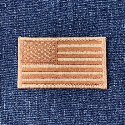 American Flag Patch - Embroidered Desert Camo DCU USA United States Badge 3-3/8" - Image 1 of 2