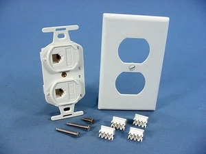 Leviton DUPLEX White USOC Phone Jack 110-Type VOICE 4-Wire Type 106 41364-IDW - Picture 1 of 5