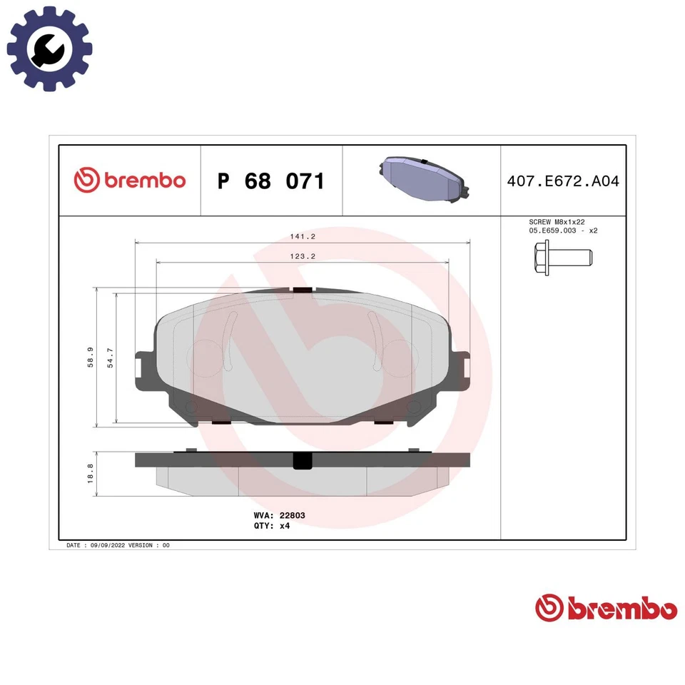 JUEGO PASTILLAS FRENO DISCO FRENO P 68 071 PARA RENAULT CAPTUR/II SCENIC/GRAND/IV 1.6L Foto 1 de 4