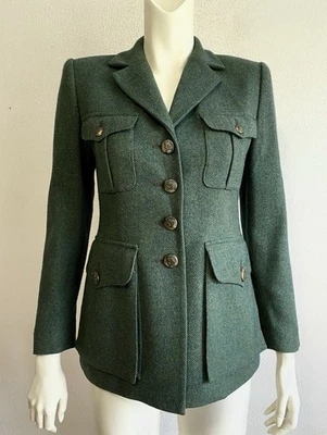 Chaqueta Blazer LAUREN Ralph Lauren Vintage Años 90 Ecuestre Verde Lana A Medida 4P Foto 1 de 4