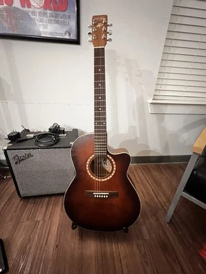 Guitarra acústica Art Lutherie Folk Cedar con pastilla Godin, cereza y cedro Foto 1 de 4