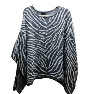 Poncho suéter con capa de cebra gris Ann Taylor para mujer talla pequeña Foto 1 de 4