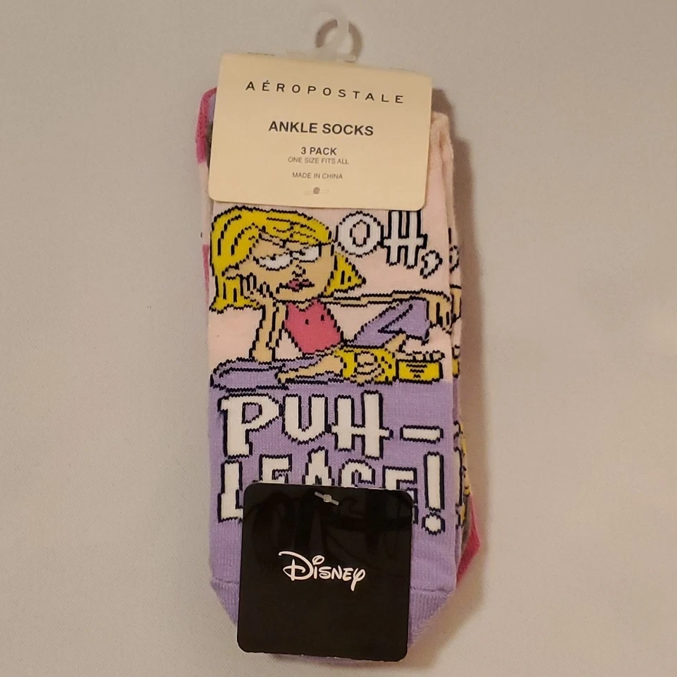 Nuevo paquete de 3 calcetines tobilleros Disney Lizzie McGuire Aeropostale talla única para todas las niñas Foto 1 de 3