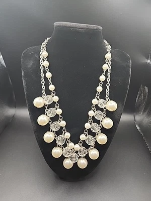  Collar Doble Perla 8" Gota Garra Langosta Cierre Foto 1 de 4