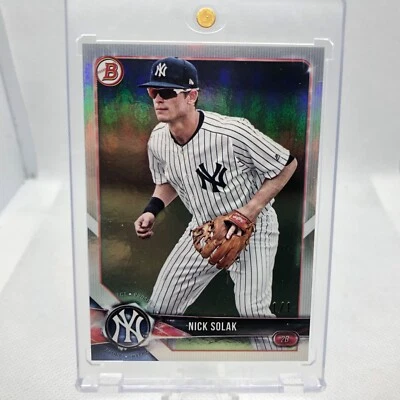2018 BOWMAN BASEBALL NICK SOLAK 1/1 PROSPECTS SILVER RAINBOW ONE OF ONE ⚾️ - Image 1 of 4