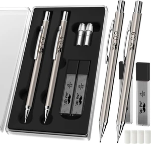 Metal Mechanical Pencils, 0.9Mm, 2 Pack, Pencil Mechanical, Lead Pencil, Metal M - Picture 1 of 12