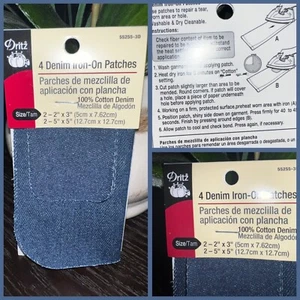 💙Dritz 4 Denim Iron On Patches 2-2”X3” 2-5”X5” [Brand New]💙 - Picture 1 of 10