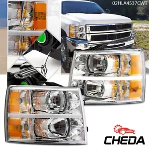 LED DRL Strip Chrome/Amber Corner Headlight Fit For 07-2014 Chevy Silverado 2Pcs - Picture 1 of 12