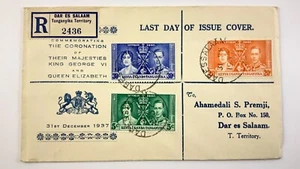 Last Day of Issue Cover George VI Coronation 1937 Tanganyika Territory HH397 - Picture 1 of 8