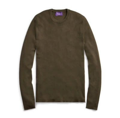 Ralph Lauren 紫色标签修身罗纹针织美利奴羊毛圆领毛衣 2XL — 第 1/4 张图片