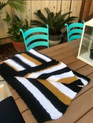 HECHA A MANO POR ENCARGO Manta de bebé de lana a rayas gruesas súper suaves tamaño cuna grande Foto 1 de 3