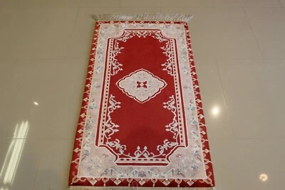 TOP SELLER! ALFOMBRA AUBUSSON AZUL SEDA PURA 2'x4' NUEVA VINTAGE SUPERFINA Foto 1 de 4