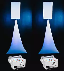 2) Rockville White 8" PA DJ Speaker Covers+Scrims+Stands+Lights 4 Wedding Church - Picture 1 of 12