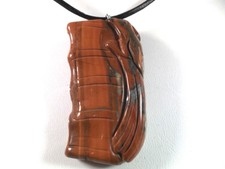 Carved Bird Black Cord Necklace Usa Unisex Fashion Jewelry Gemstone Red Jasper