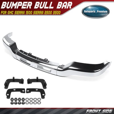 Barra frontal de parachoques cromada para GMC Sierra 1500 03-06 Sierra 2500 Sierra 3500 Foto 1 de 4