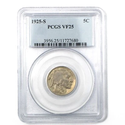 1925-S San Francisco Buffalo Nickel 5c PCGS VF25 - Image 1 of 2