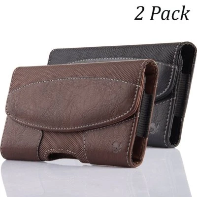 2x Horizontal Leather Case with Belt Clip Holster Belt Loop for iPhone 6 7 8Plus - Image 1 of 4