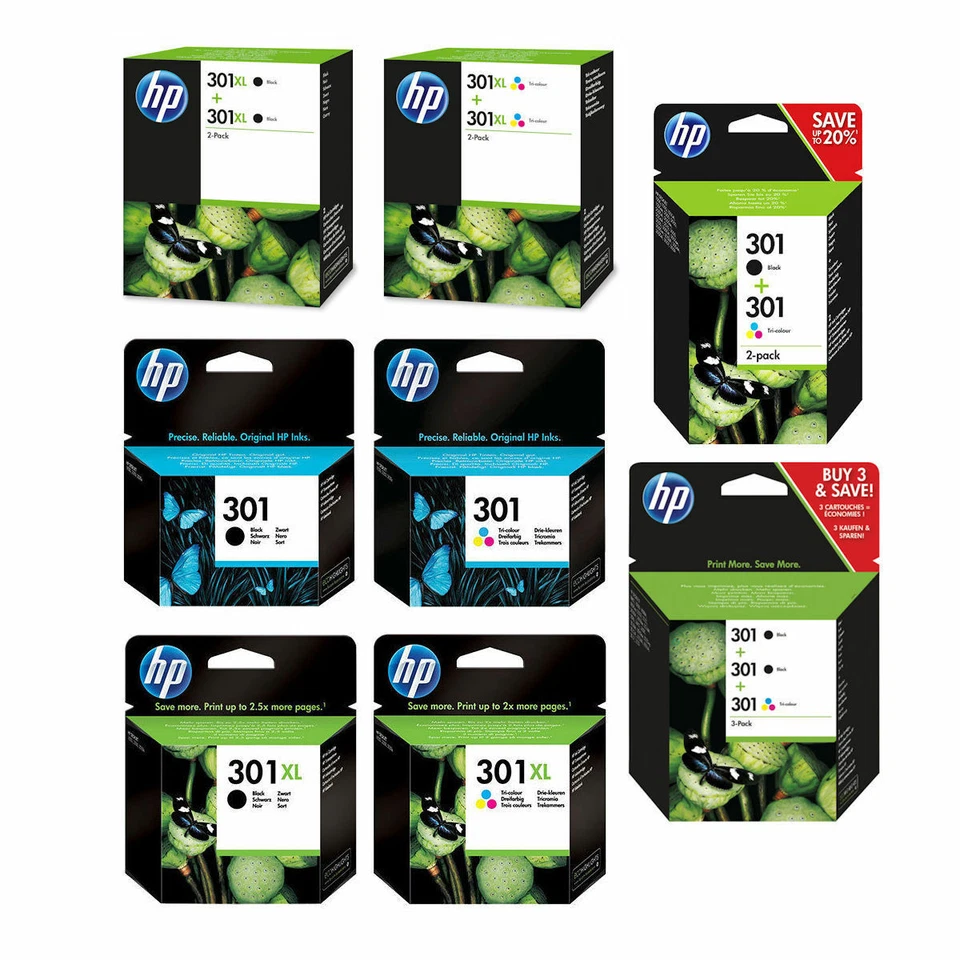 Original HP 301 / 301XL Black & Colour Ink Cartridge For DeskJet 1010 Printer - Image 1 of 1
