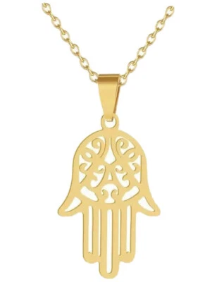 Gargantilla Hamsa Colgante de Mano Collar Acero Inoxidable Amuleto Nuevo con Etiquetas Foto 1 de 4