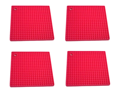 TOPFUNTERSETZER SILIKON 4 STÜCK Topflappen 4er Set, Extrem Hitzebeständig, Pink - Bild 1 von 4