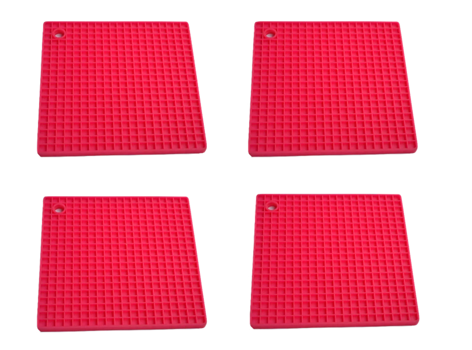 TOPFUNTERSETZER SILIKON 4 STÜCK Topflappen 4er Set, Extrem Hitzebeständig, Pink - Bild 1 von 4