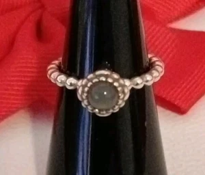 PANDORA Birthstone June Grey Moonstone Bubble Ring Size 50 - Picture 1 of 7