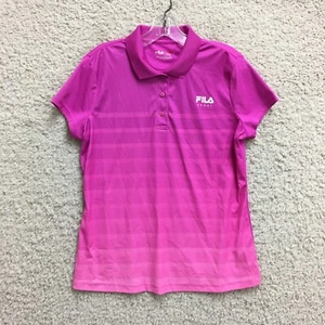 FILA Polo Shirt Large Adult Pink Performance Golf Striped Short Sleeve Womens L - Picture 1 of 10