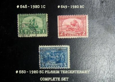 US Stamps Complete Set # 548-50 - Complete Set, 1920 Pilgrim Tercentenary Series - Image 1 of 2