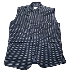 Blazo Boys 10 Vest Made in India HIGH Quality Silk-lined Black w/Ivory Pattern - Picture 1 of 11