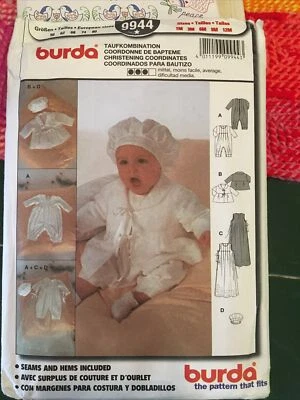 burda 9944 sizes 1m 3m 6m 9m 12m uncut pattern baby clothes - Image 1 of 3