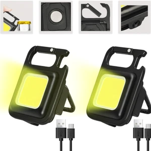 PACK OF 2 COB RECHARABLE KEYCHAIN LIGHT, BOTTLE OPENER, MINI SIZE, MICRO USB - Picture 1 of 9