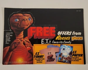 1982 E.T. Vintage REESE'S PIECES FREE OFFERS Retail STORE DISPLAY AD PROMO Rare - Picture 1 of 5