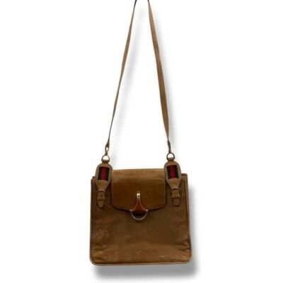 Bolso Bandolera Gucci Vintage Bronceado Pelo Poni Frente Icónico Rayas 990014416 Foto 1 de 4
