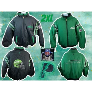 Reversable Vintage 90s New York Jets NFL Pro Player Puffer Jacket Coat XXL Green - Picture 1 of 14