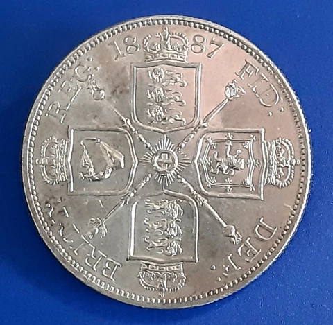 GREAT BRITAIN / 1887 Double Florin Queen Victoria AU-UNC !! Cover