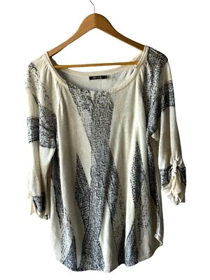 Suéter Nic + Zoe Talla L 58% Lino Beige y Gris Manga Corbata Foto 1 de 4