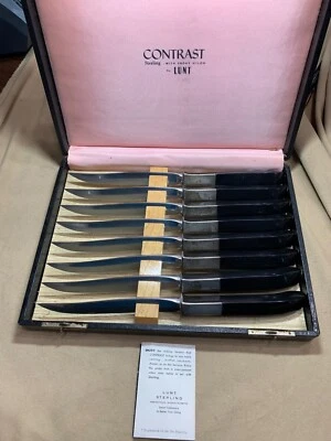 Contrast by Lunt серебро черный черное дерево нейлона стейк нож комплект 8 шт бокс-сет - Изображение 1 из 4