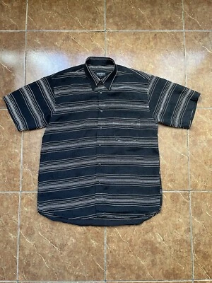 Camisa a Rayas Versace Negra Logo en Bolsillo 100% Viscosa Foto 1 de 4